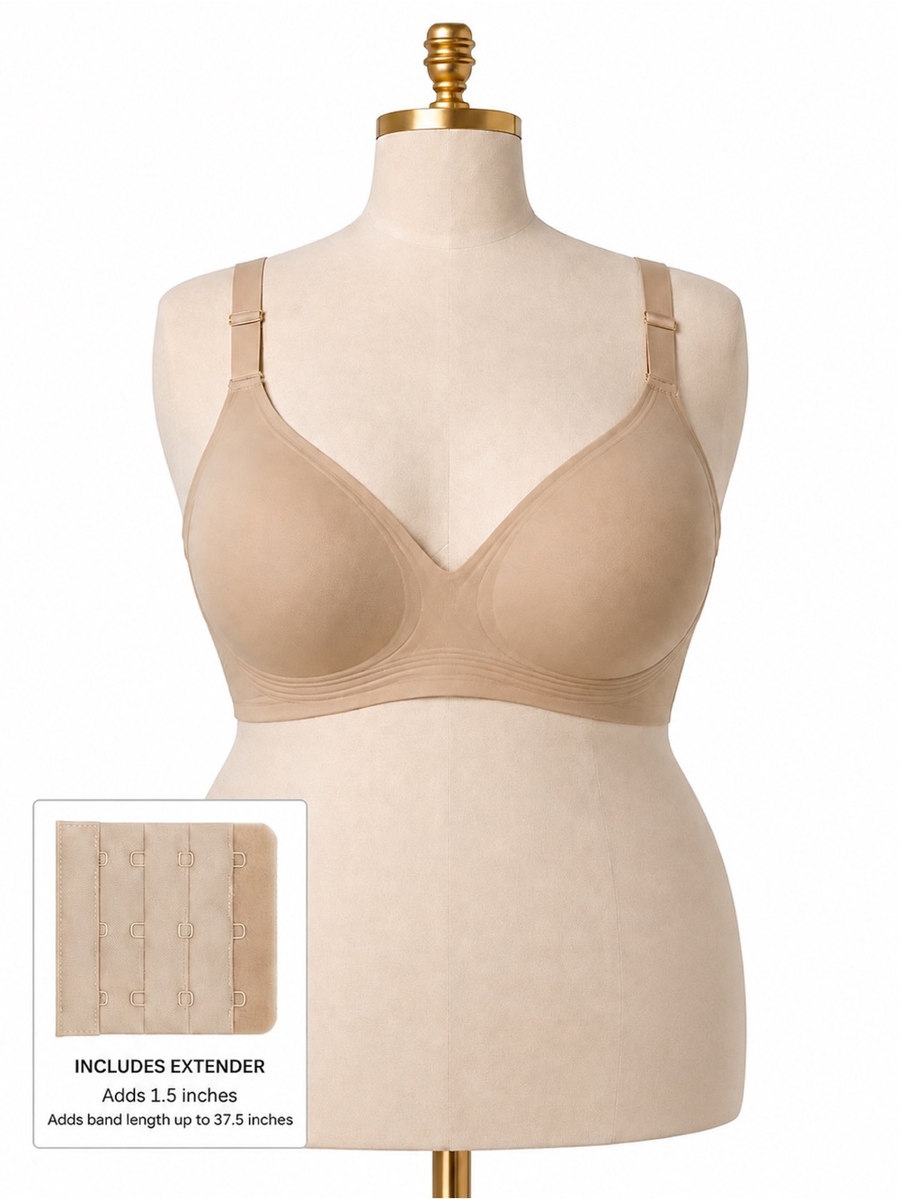 LETSJOLI WIRELESS SUPPORTIVE FULL COVERAGE BRA NUDE SZ 4 XL - NWT